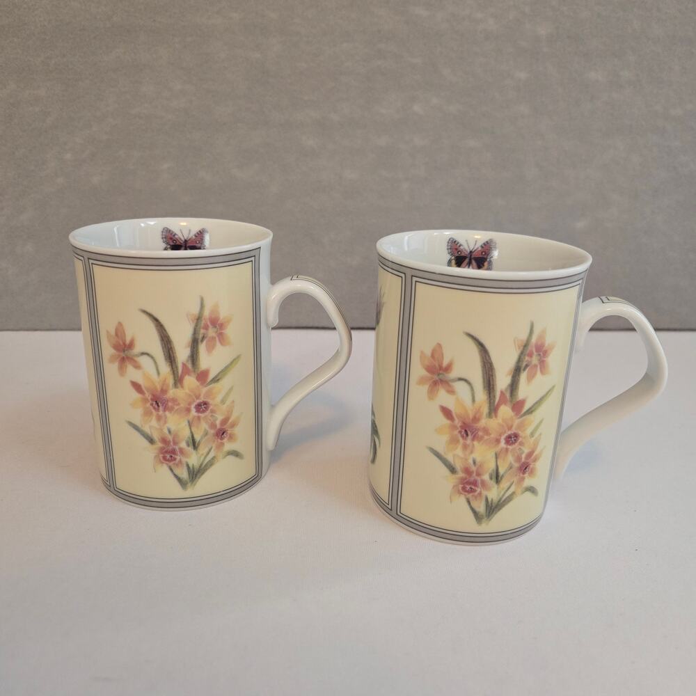 Floral Porcelain Coffee & Tea Mugs by Gallery 8 oz - Set of 2
